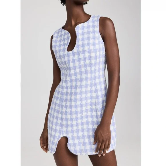NWT Amanda Uprichard Puzzle Mini Dress in Light Blue Tweed Boucle size large